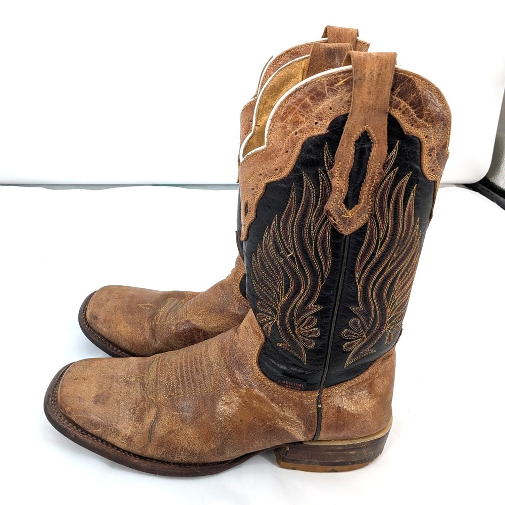 Original‎ Reyme Distressed Leather Western Cowboy Boots Men's 6.5 Black Tan